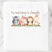 Waterverf Schattigee bosdieren Cartoon kunst Rechthoekige Sticker (Tas)