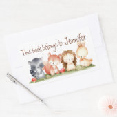 Waterverf Schattigee bosdieren Cartoon kunst Rechthoekige Sticker (Envelop)