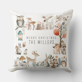 Waterverf Schattigee bosdieren Kussen