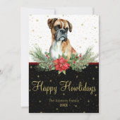 Waterverf Schattigee Boxer Dog Happy Howholidays Feestdagenkaart (Voorkant)
