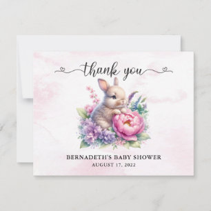 Waterverf Schattigee Bunny Baby shower I Verjaarda Bedankkaart