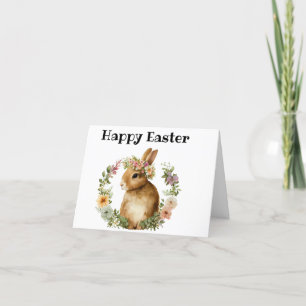 Waterverf Schattigee Bunny Floral Happy Easter kaa Feestdagen Kaart
