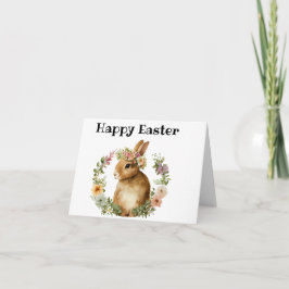 Waterverf Schattigee Bunny Floral Happy Easter kaa Feestdagen Kaart