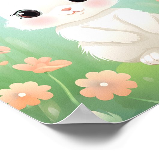 Waterverf Schattigee Bunny Nursery Animals Poster (Hoek)