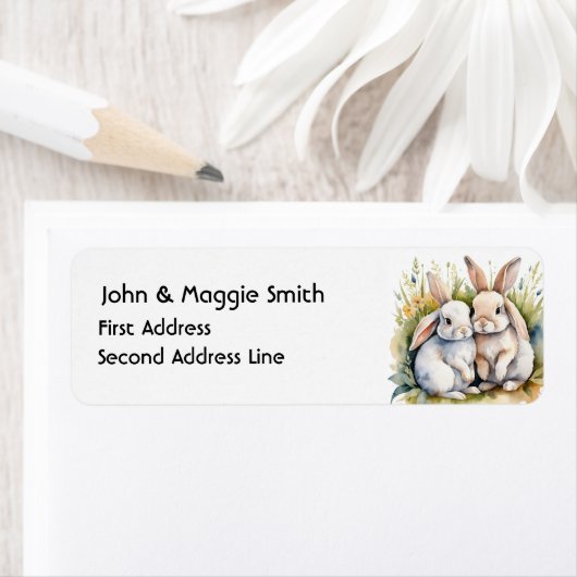 Waterverf Schattigee Bunny Rabbit Boerderij Animal Etiket (Insitu)