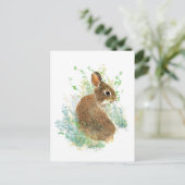 Waterverf Schattigee Bunny Rabbit Dierlijke kunst Briefkaart (Staand voorkant)