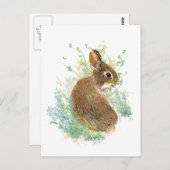 Waterverf Schattigee Bunny Rabbit Dierlijke kunst Briefkaart (Voorkant / Achterkant)