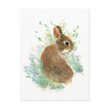 Waterverf Schattigee Bunny Rabbit Dierlijke kunst