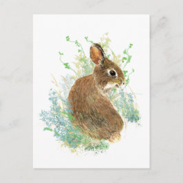 Waterverf Schattigee Bunny Rabbit Dierlijke kunst Briefkaart