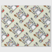 Waterverf Schattigee Cat Chef Koken Bakken Voedsel Cadeaupapier (Vlak)