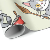 Waterverf Schattigee Cat Chef Koken Bakken Voedsel Cadeaupapier (Rol Hoek)