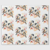 Waterverf Schattigee Chickadee Bird Animal Natuur  Cadeaupapier (Vlak)