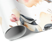 Waterverf Schattigee Chickadee Bird Animal Natuur  Cadeaupapier (Rol Hoek)