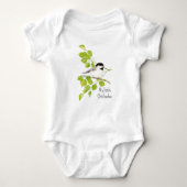 Waterverf Schattigee Chickadee Bird My Little Chic Romper (Voorkant)