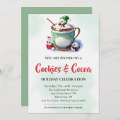 Waterverf Schattigee Cookies & Cacao Holiday Party Kaart (Voorkant / Achterkant)