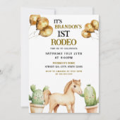 Waterverf Schattigee Cowboy 1e Rodeo Verjaardag Kaart (Voorkant)