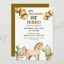 Waterverf Schattigee Cowboy 1e Rodeo Verjaardag