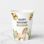 Waterverf Schattigee Cowboy 1e Rodeo Verjaardag Papieren Bekers (Achterkant)