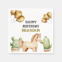 Waterverf Schattigee Cowboy 1e Rodeo Verjaardag