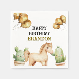 Waterverf Schattigee Cowboy 1e Rodeo Verjaardag Servet