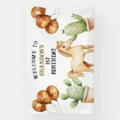 Waterverf Schattigee Cowboy 1e Rodeo Verjaardag Spandoek (Verticaal)