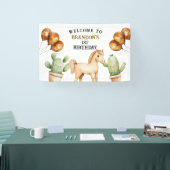 Waterverf Schattigee Cowboy 1e Rodeo Verjaardag Spandoek (Beurs)