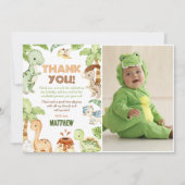 Waterverf Schattigee Dinosaurus Greenery Verjaarda Bedankkaart (Voorkant)