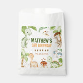 Waterverf Schattigee dinosaurus groen 3e verjaarda Bedankzakje (Voorkant)
