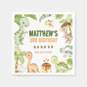 Waterverf Schattigee dinosaurus groen 3e verjaarda Servet (Voorkant)