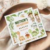 Waterverf Schattigee dinosaurus groen 3e verjaarda Servet