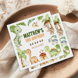 Waterverf Schattigee dinosaurus groen 3e verjaarda Servet