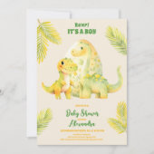 Waterverf Schattigee Dinosaurus Groen Jongen Baby Kaart (Voorkant)