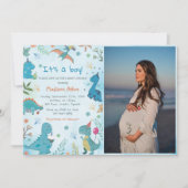 Waterverf Schattigee Dinosaurus Jongen Baby shower Kaart (Voorkant)