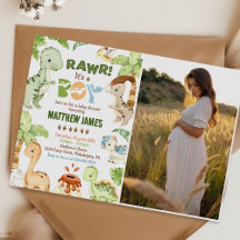 Waterverf Schattigee Dinosaurus Jongen Baby shower