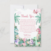 Waterverf Schattigee Dinosaurus Meisje Baby shower Bedankkaart (Voorkant)