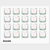 Waterverf Schattigee Dinosaurus Meisje Baby shower Vierkante Sticker (Vel)