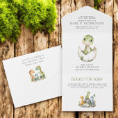 Waterverf Schattigee Dinosaurus Oerwoud Baby Boy S All In One Uitnodiging