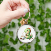 waterverf Schattigee Dinosaurus Premium Rond groot Sleutelhanger (Hand)