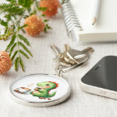 waterverf Schattigee Dinosaurus Premium Rond groot Sleutelhanger (Zijkant)