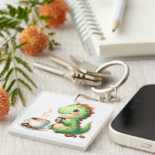 waterverf Schattigee Dinosaurus T Rex drink Acryl Sleutelhanger (Voorkant Rechts)