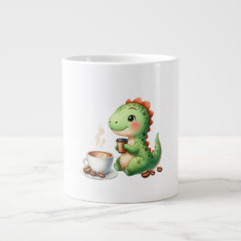 waterverf Schattigee Dinosaurus T Rex drink koffie Grote Koffiekop