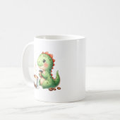 waterverf Schattigee Dinosaurus T Rex drink koffie Koffiemok (Voorkant links)