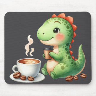 waterverf Schattigee Dinosaurus T Rex drink koffie Muismat