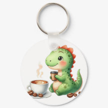 waterverf Schattigee Dinosaurus T Rex drink koffie