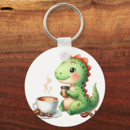 waterverf Schattigee Dinosaurus T Rex drink koffie Sleutelhanger