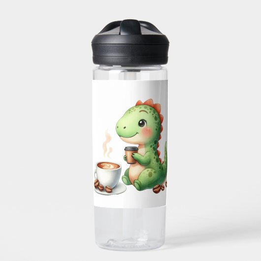 waterverf Schattigee Dinosaurus T Rex drink koffie Waterfles (Voorkant)