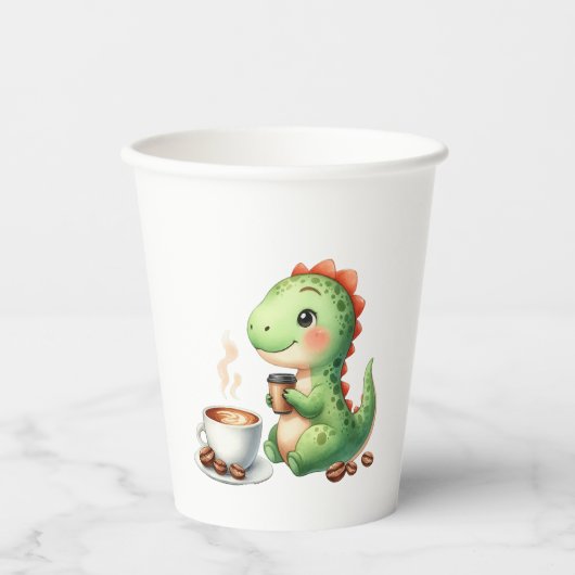 waterverf Schattigee Dinosaurus T Rex drink Papier Papieren Bekers (Voorkant)