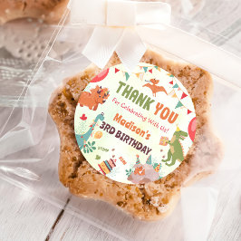 Waterverf Schattigee Dinosaurus Verjaardag Party S Ronde Sticker