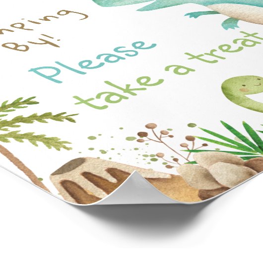 Waterverf Schattigee dinosaurussen groen dank u be Poster (Hoek)