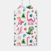 Waterverf Schattigee Dinosaurussen Kinderen Verjaa Cadeaulabel (Achterkant)